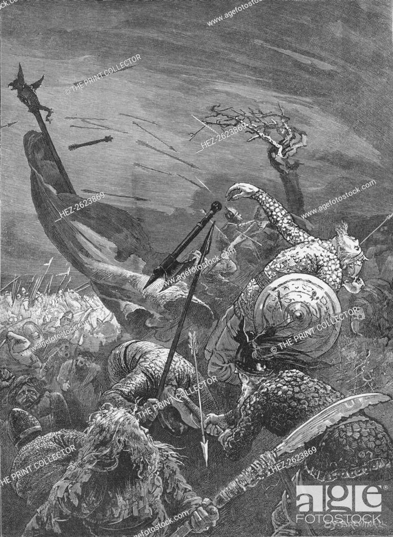 Stock Photo: Death of King Harold at the Battle of Hastings, 1066 (1905). From Cassell's Illustrated History of England, Vol. I. [Cassell and Company, Limited, London, Paris.
