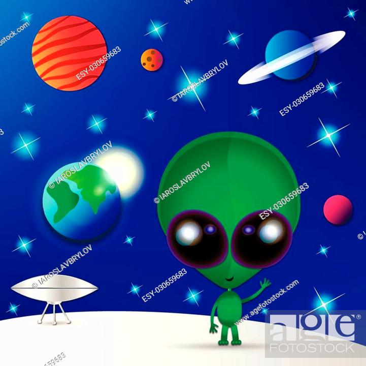 Cartoon character funny Alien in  out, Stock Vector, Vector And  Low Budget Royalty Free Image. Pic. ESY-030659683 | agefotostock