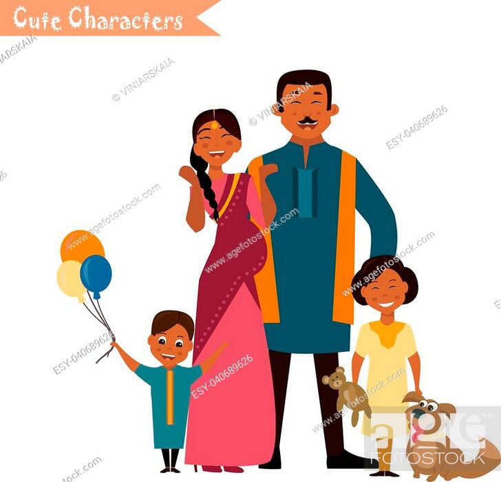 Big happy indian family in national dress isolated vector illustration,  Stock Vector, Vector And Low Budget Royalty Free Image. Pic. ESY-040689626  | agefotostock