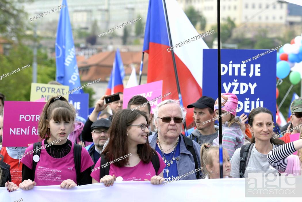 Stock Photo: Some 10, 000 people took part in the traditional National March for Life and Family staged by the Movement for Life in the Czech Republic, the organisers said.