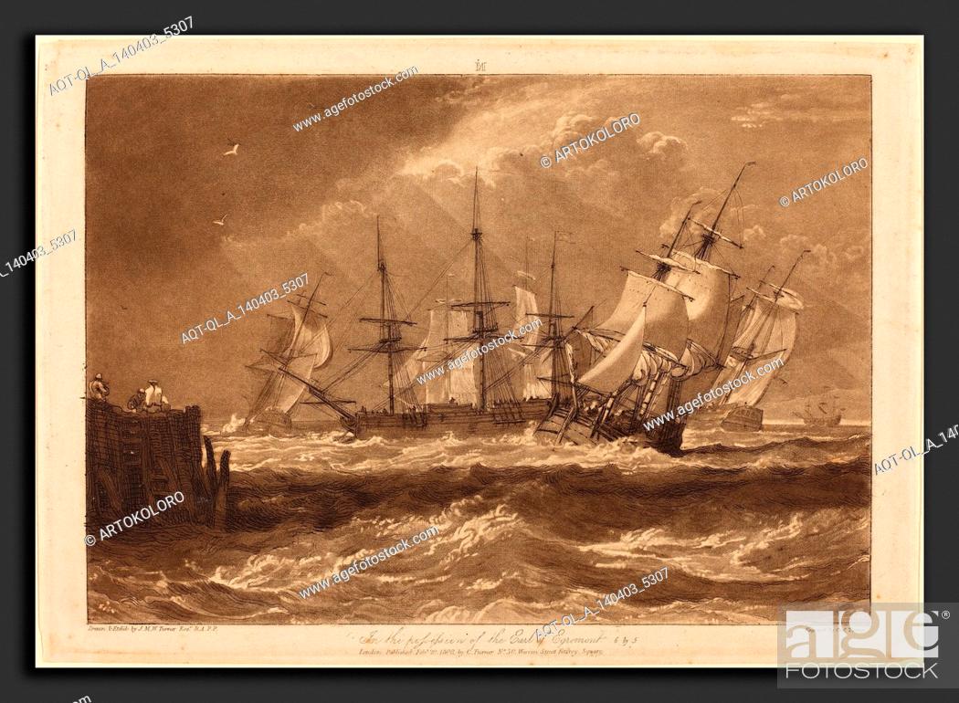 Stock Photo: Joseph Mallord William Turner and Charles Turner (British, 1775 - 1851), Ships in a Breeze, published 1808, etching and mezzotint.