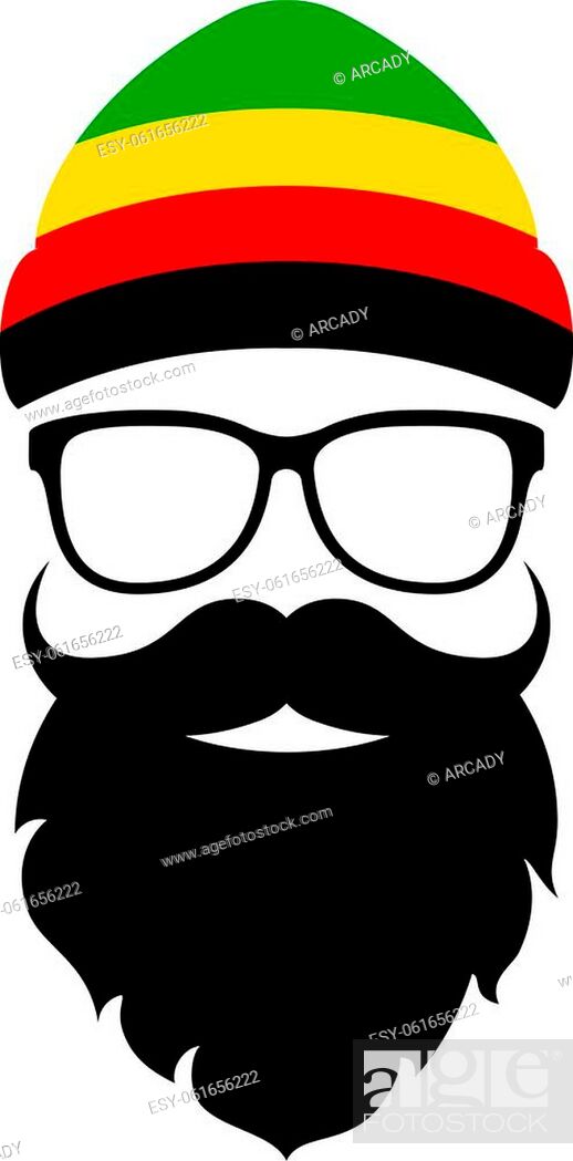 Hipster face with rasta hat, vector cartoon on white background, Stock  Vector, Vector And Low Budget Royalty Free Image. Pic. ESY-061656222 |  agefotostock