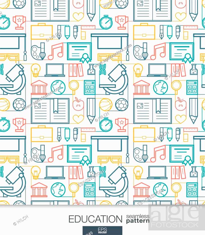 Education wallpaper. School and university connected seamless pattern,  Stock Vector, Vector And Low Budget Royalty Free Image. Pic. ESY-029537049  | agefotostock