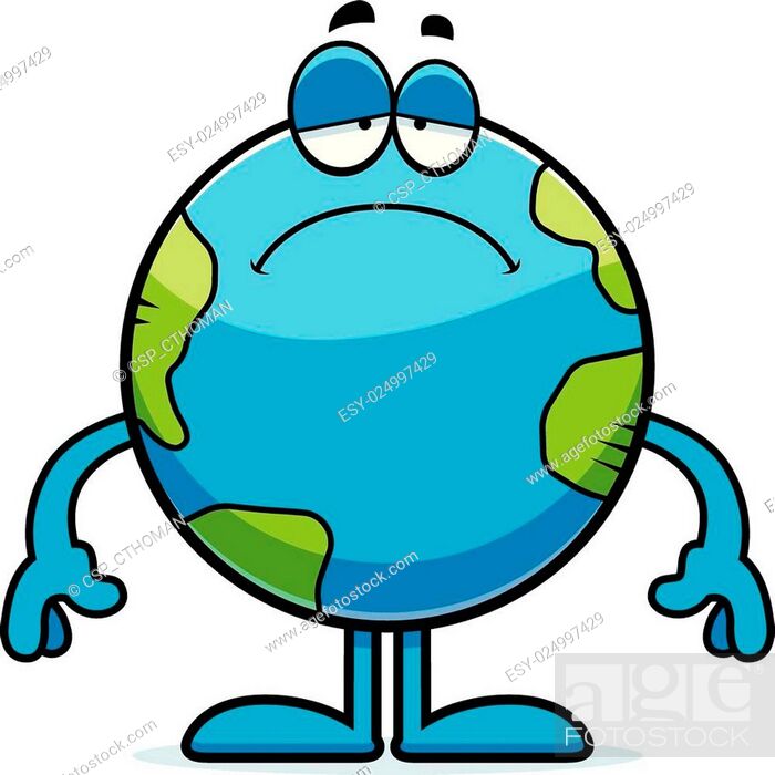 Sad Cartoon Earth, Stock Vector, Vector And Low Budget Royalty Free Image.  Pic. ESY-024997429 | agefotostock