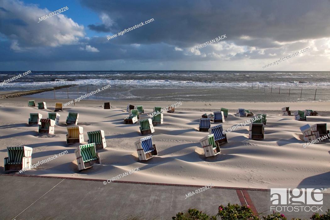 Stock Photo: Beach on the island Wangerooge, the East Frisians, Lower Saxony, Germany, Europe,.