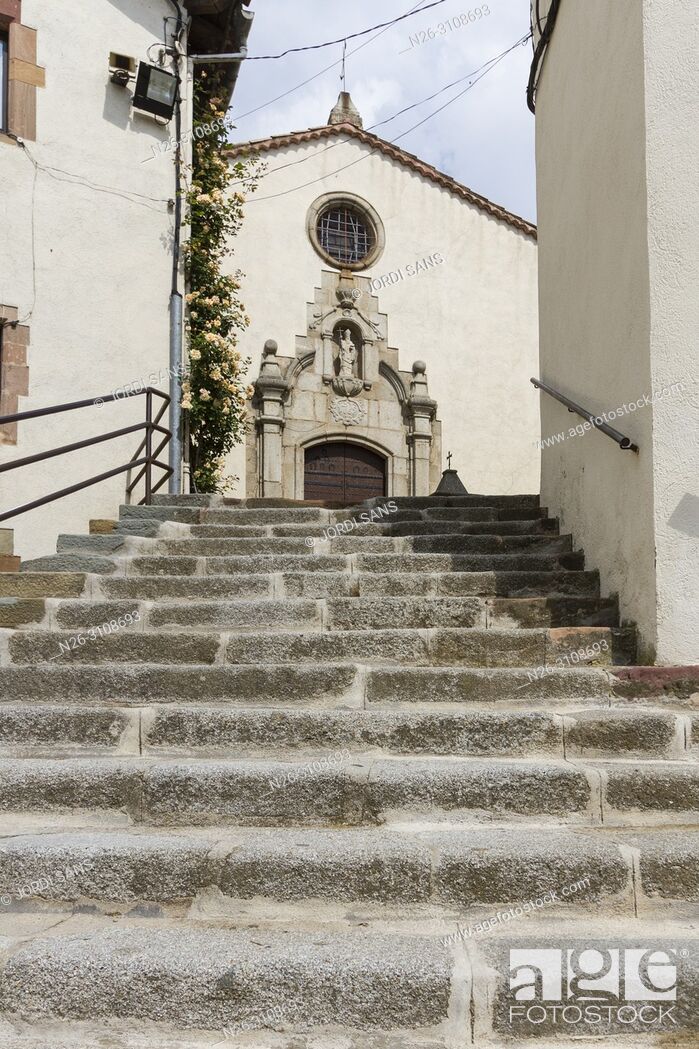 Stock Photo: Sant Martí de Viladrau. Viladrau church, romanesque and baroque.