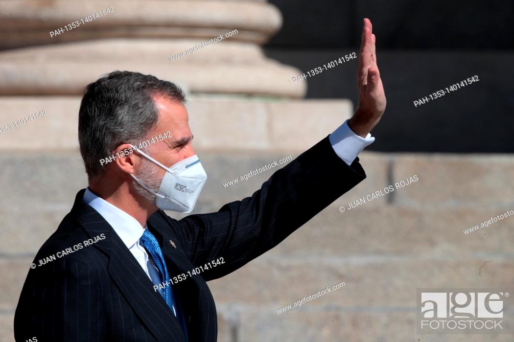 Stock Photo: Madrid, Spain, 23/02/2022.- Felipe VI King of Spain attends the Congress of Deputies to commemorate the failed coup of February 23, 1981.