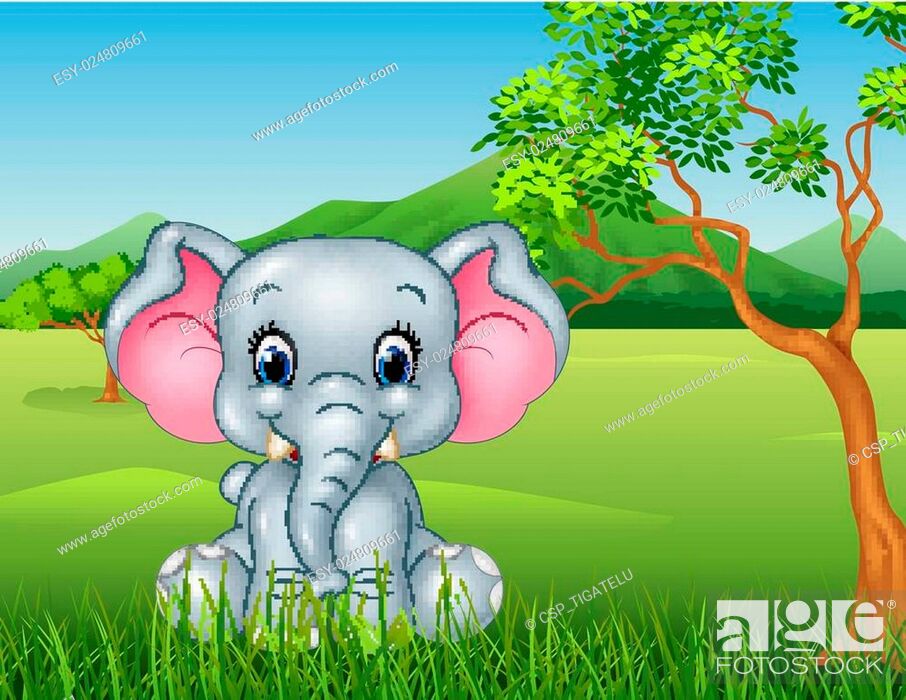 Cartoon funny baby elephant sitting, Stock Vector, Vector And Low Budget  Royalty Free Image. Pic. ESY-024809661 | agefotostock