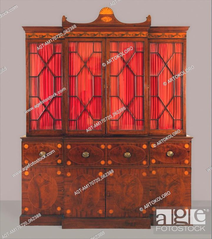 Stock Photo: Secretary and bookcase, 1795â€“1805, Made in Philadelphia, Pennsylvania, United States, American, Mahogany, mahogany and satinwood, 106 1/2 x 85 1/2 in.