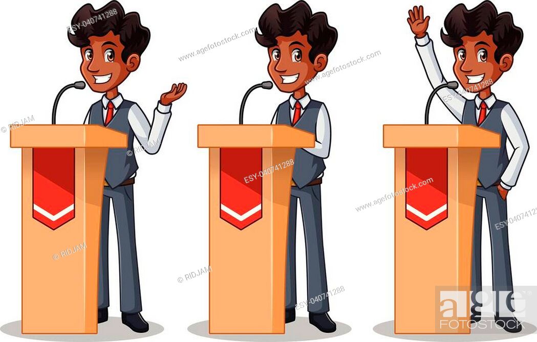 Set of businessman in vest cartoon character design politician orator public  speaker giving a talk..., Stock Vector, Vector And Low Budget Royalty Free  Image. Pic. ESY-040741288 | agefotostock