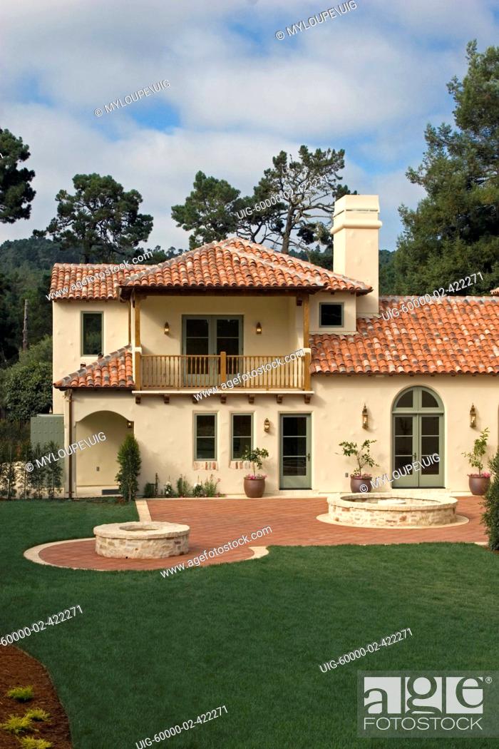 Stucco Walls And Red Tile Roof, Red Tile Roof House