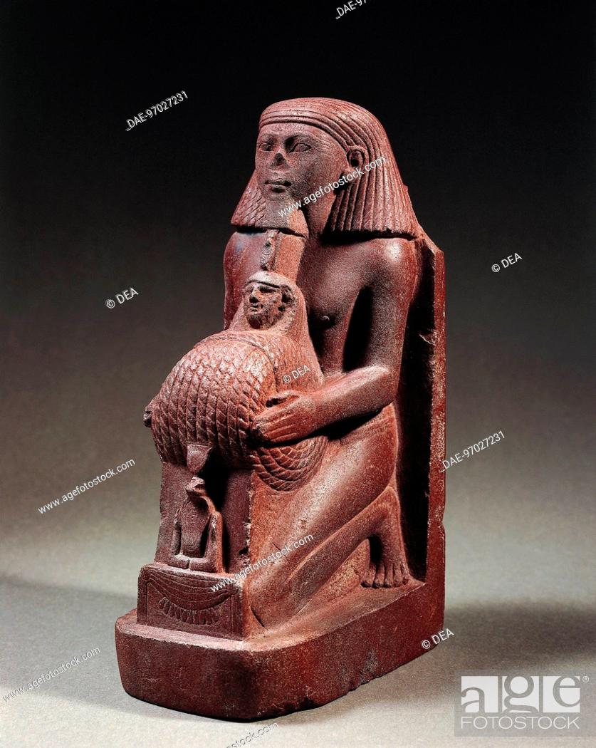 Stock Photo: Egyptian civilization, New Kingdom, Dynasty XVIII. Quartzite statue of Senmut, architect of the temple of Deir-el-Bahari and counsellor of Queen Hatshepsut.