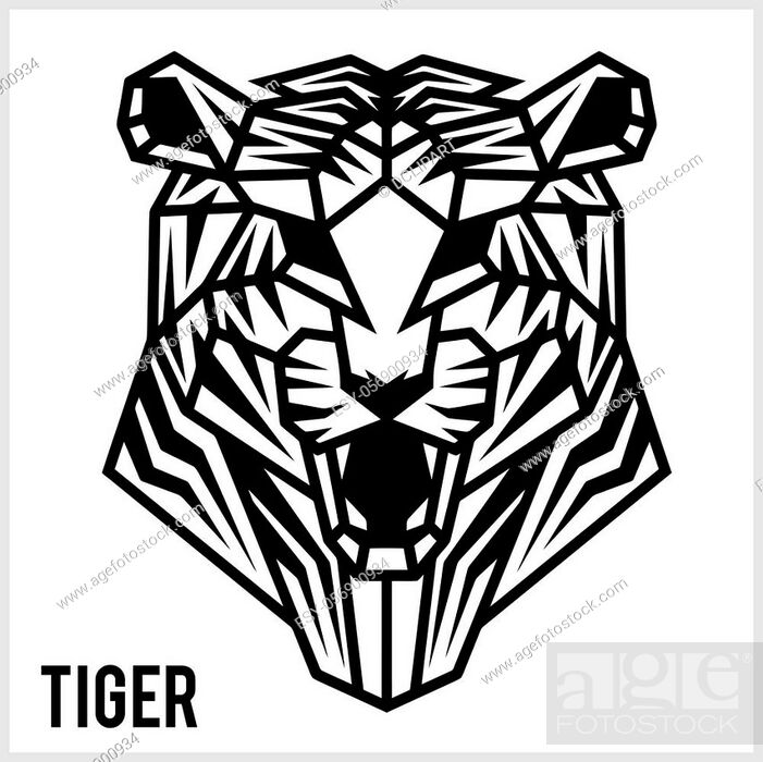 Abstract linear polygonal head of a Tiger. Vector. Geometric animal tattoo,  Stock Vector, Vector And Low Budget Royalty Free Image. Pic. ESY-056900934  | agefotostock