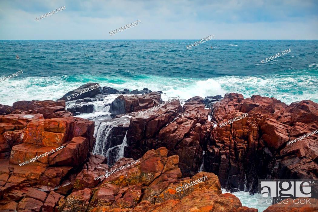 Stock Photo: Scenic seascape. Black sea and rocky coast.