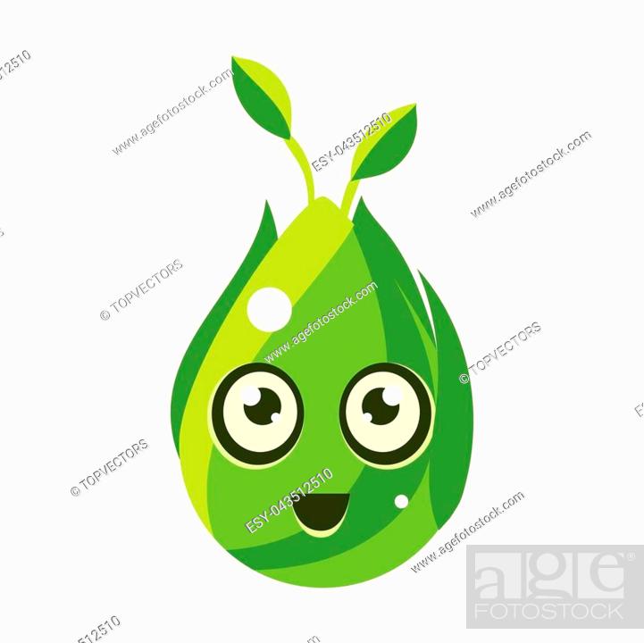 Green Nature Element, Egg-Shaped Cute Fantastic Character With Big Eyes  Vector Emoji Icon, Stock Vector, Vector And Low Budget Royalty Free Image.  Pic. ESY-043512510 | agefotostock