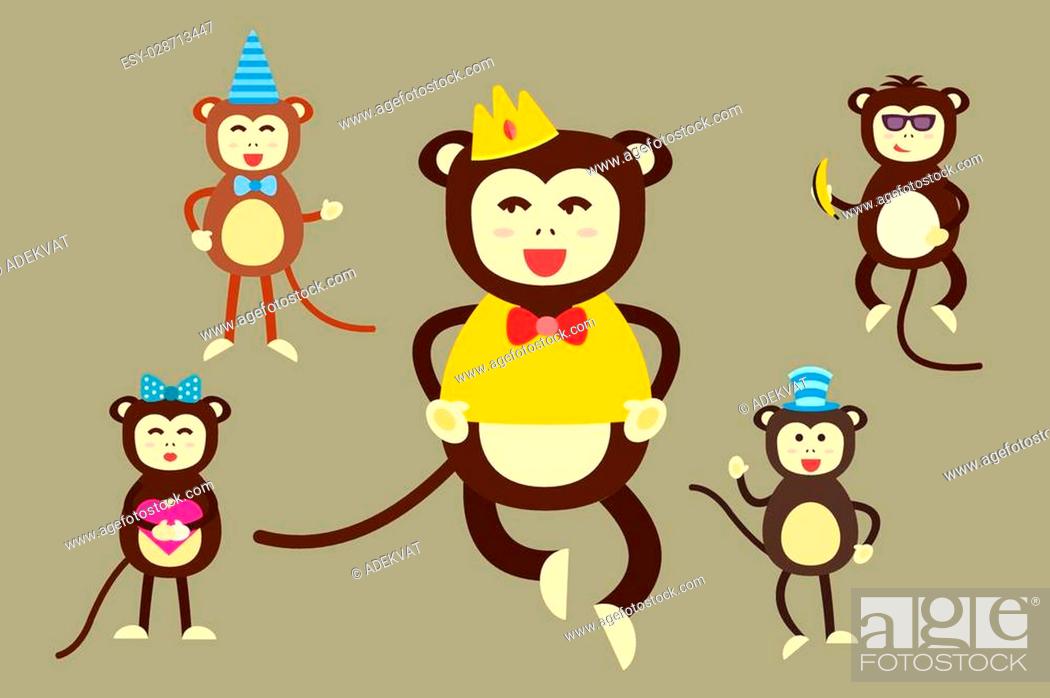 Happy cartoon vector monkey dancing party birthday background, Stock  Vector, Vector And Low Budget Royalty Free Image. Pic. ESY-028713447 |  agefotostock