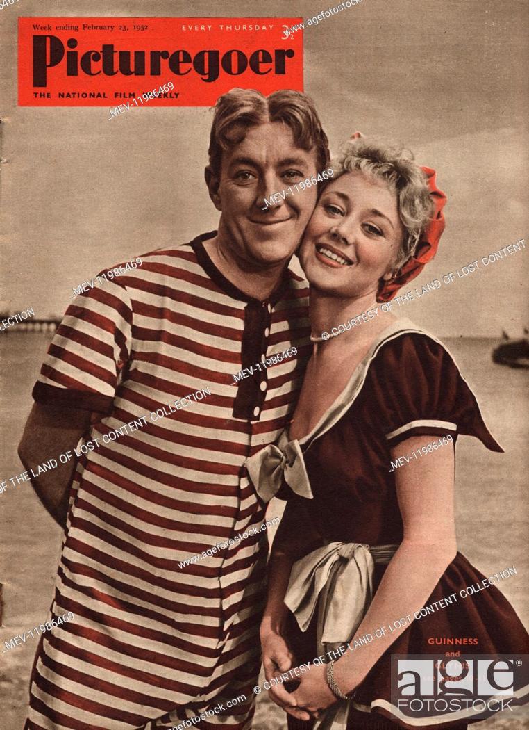 Stock Photo: Picturegoer 23rd February 1952 - 1952, front cover, Alex Guiness, Glynis Johns, film stars, photograph.