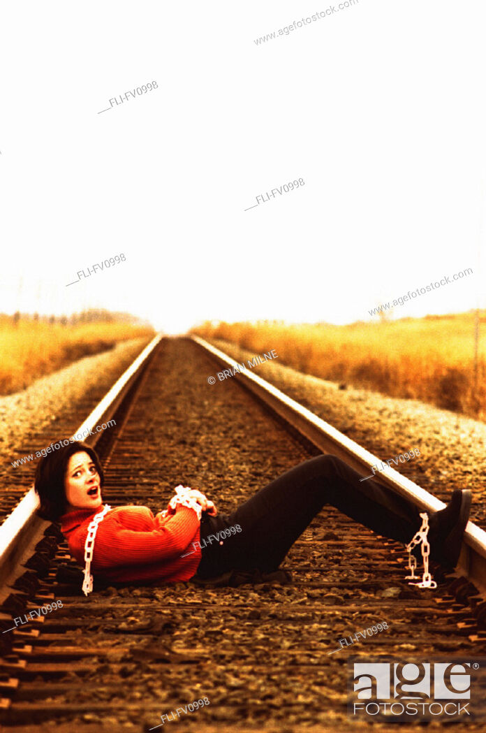 Railroad Track Women Dead Body Suicide Stock Photos 