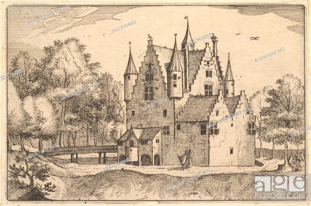 Stock Photo: A Castle, plate 22 from Regiunculae et Villae Aliquot Ducatus Brabantiae, ca. 1610. Creator: Claes Jansz Visscher.