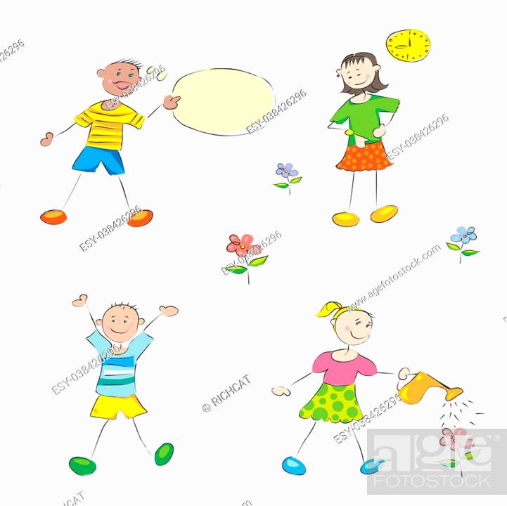 funny school kids doodles, boys and girls student profile characters, Stock  Photo, Picture And Low Budget Royalty Free Image. Pic. ESY-038426296 |  agefotostock