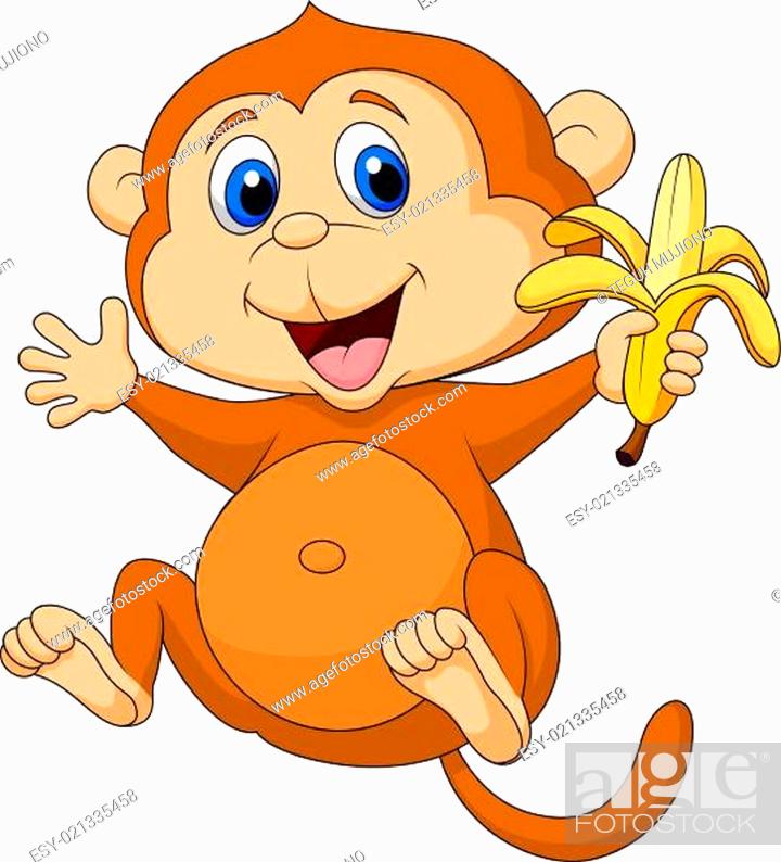 Cute monkey cartoon eating banana, Stock Photo, Picture And Low Budget  Royalty Free Image. Pic. ESY-021335458 | agefotostock