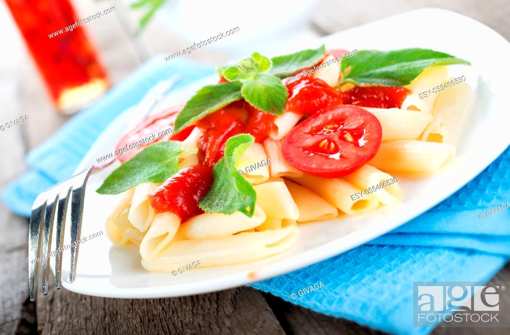 Stock Photo: pasta dish, pasta, penne.