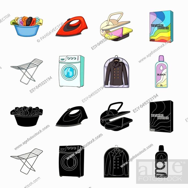 Dryer, washing machine, clean clothes, bleach. Dry cleaning set collection  icons in black, Stock Vector, Vector And Low Budget Royalty Free Image.  Pic. ESY-049323194 | agefotostock
