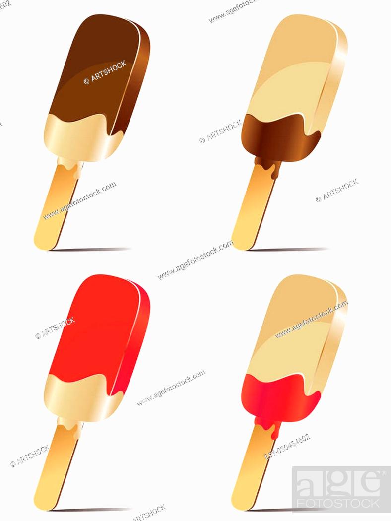 Set of tasty cartoon ice cream on wood stick, Stock Photo, Picture And Low  Budget Royalty Free Image. Pic. ESY-030454602 | agefotostock