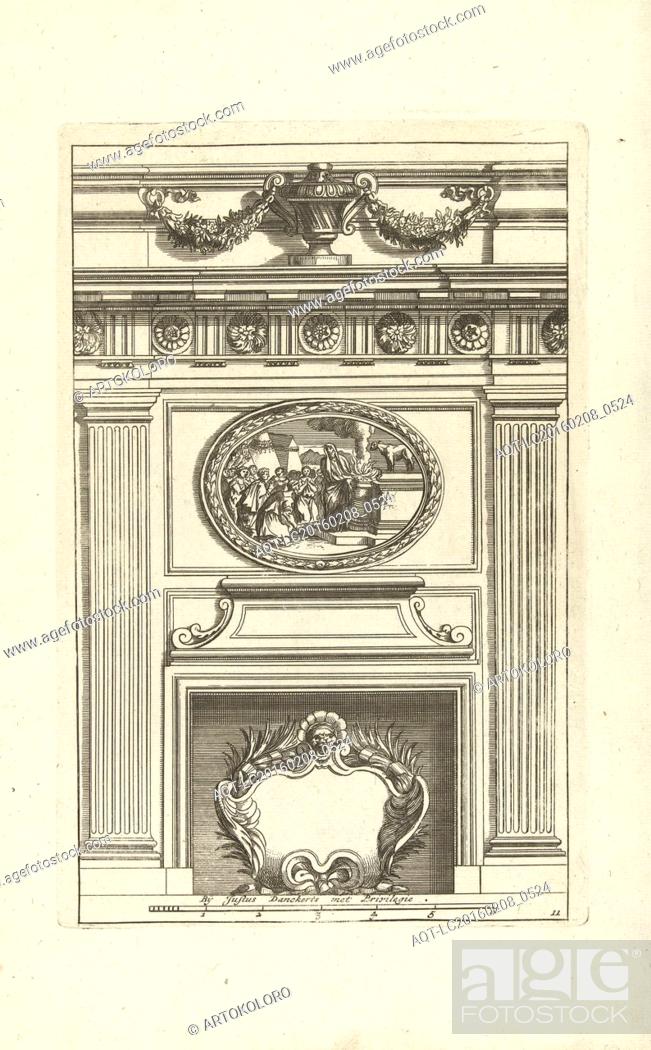 Stock Photo: Two Tuscan pilasters, interior, decoration, design, ornament, ornamental, architecture, Jean Lepautre, Justus Danckerts, c. 1675 - c. 1686.
