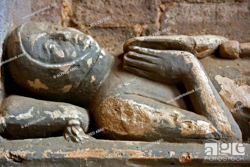 Stock Photo: Sepulchre of Ponce VI, Basilica of Santa Maria, Castello d'Empuries, Girona, Catalonia, Spain.
