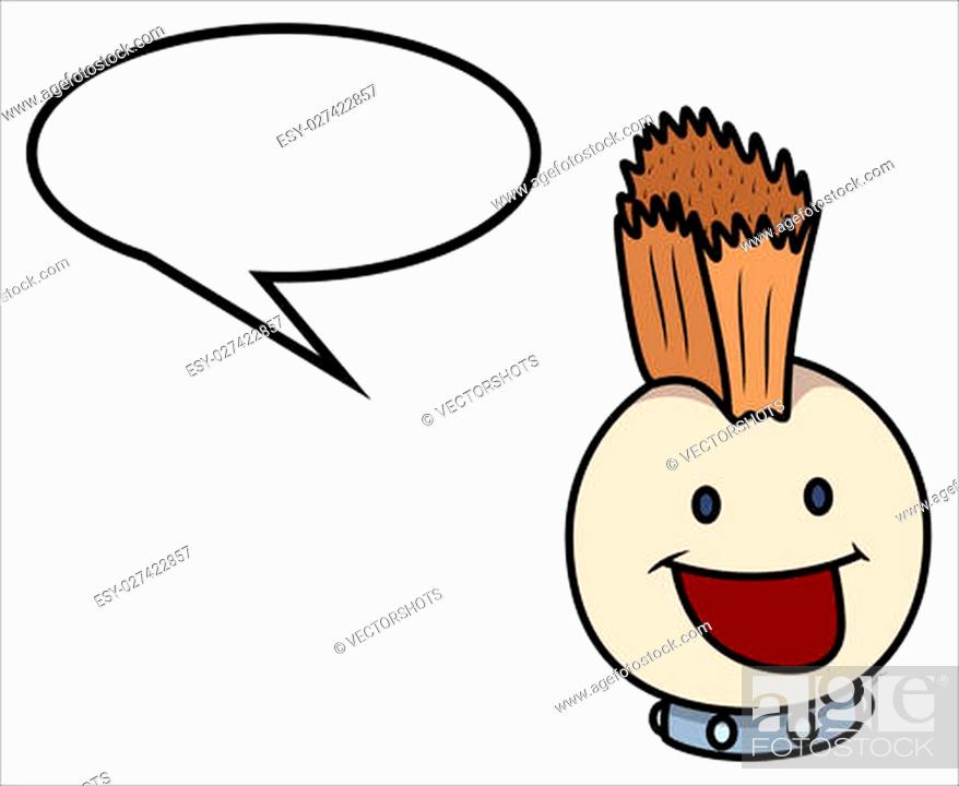 Drawing Art of Cute Funny Cartoon Boy in Red Indian Style with Hairstyle  and Speech Bubble Vector..., Stock Vector, Vector And Low Budget Royalty  Free Image. Pic. ESY-027422857 | agefotostock