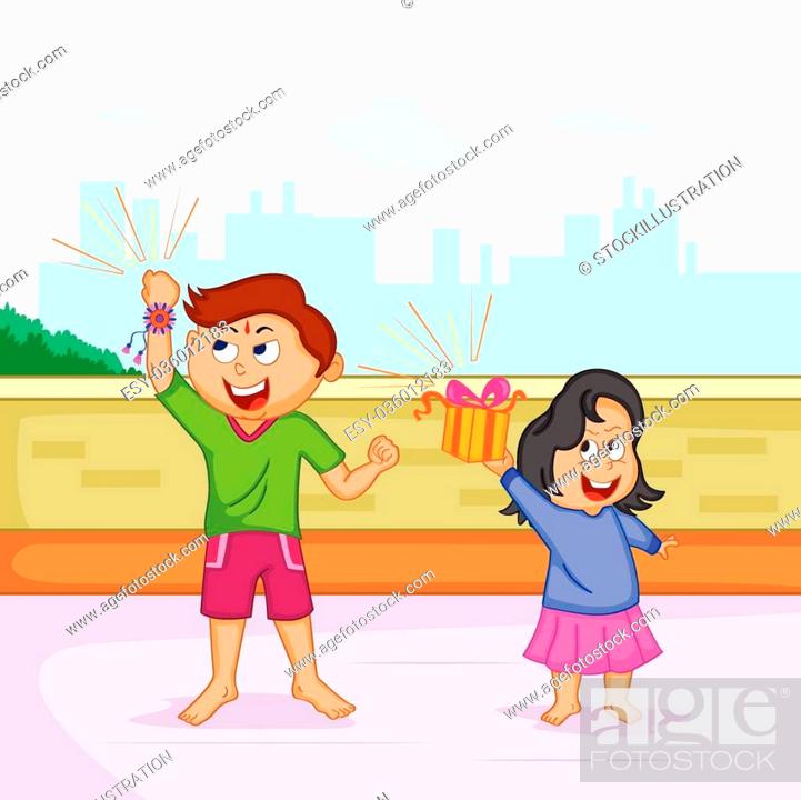 Brother and Sister in Raksha Bandhan in vector, Stock Vector, Vector And  Low Budget Royalty Free Image. Pic. ESY-036012183 | agefotostock