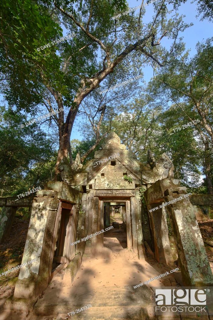 Stock Photo: The hidden jungle temple of Prasat Kra Chap at Koh Ker, Siem Reap, Cambodia.