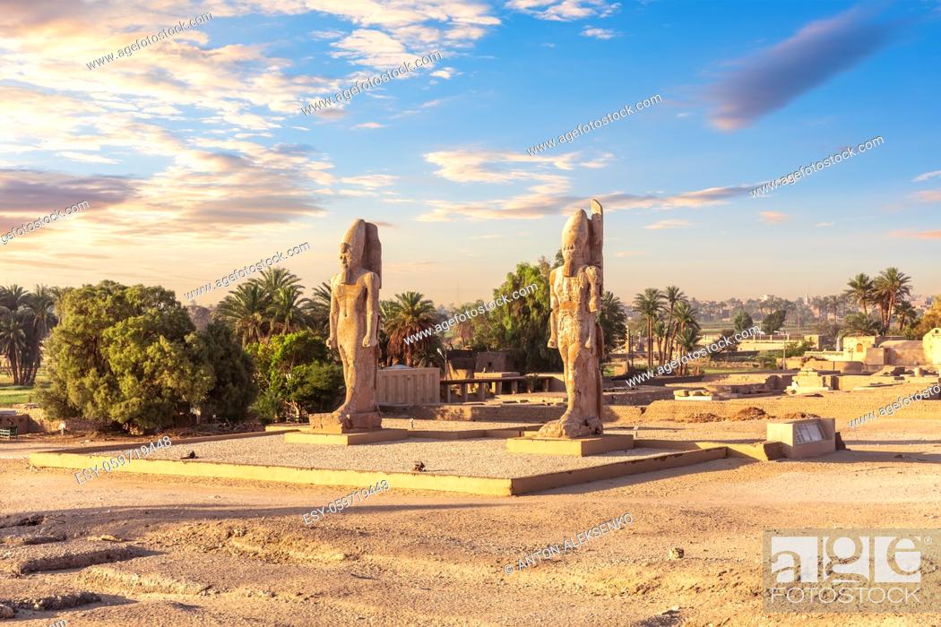 Stock Photo: Colossal statues on the way to the Valley of kings, Luxor, Egypt.
