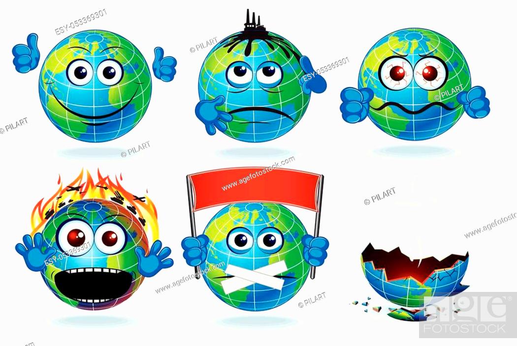 Cartoon Earth Planet Icons. Smiling and Sad Cartoon Character, Stock  Vector, Vector And Low Budget Royalty Free Image. Pic. ESY-053369301 |  agefotostock