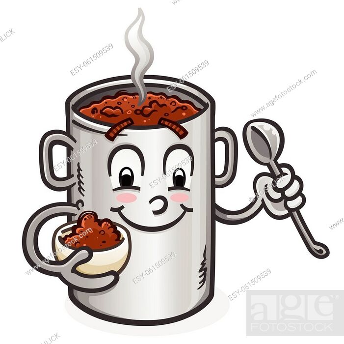 A big, hot pot of delicious chili cartoon character with a happy smile  holding a heaping bowl of..., Stock Vector, Vector And Low Budget Royalty  Free Image. Pic. ESY-061509539 | agefotostock