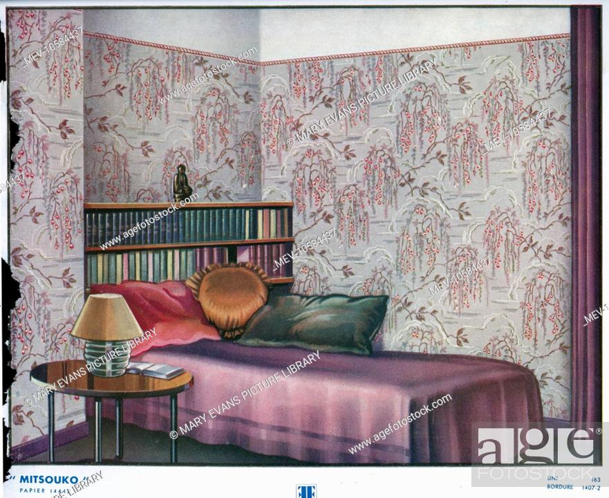 Wallpaper Designs Shown In A Sample Interior With Day Bed Table