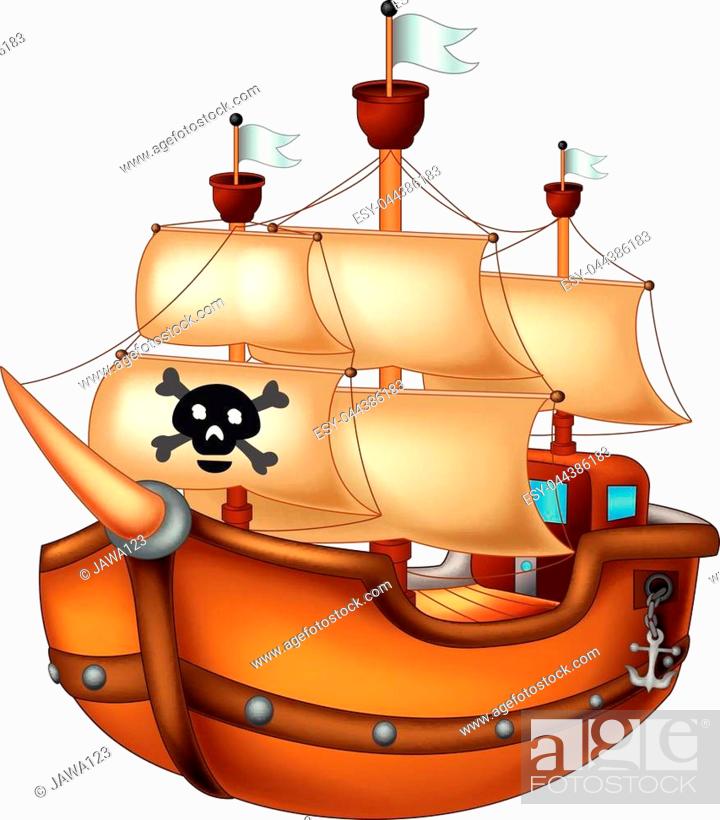 vector illustration of funny brown yacht cartoon on white background, Stock  Vector, Vector And Low Budget Royalty Free Image. Pic. ESY-044386183 |  agefotostock