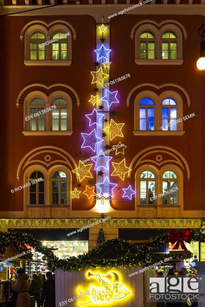 Stock Photo: Christmas decoration in Prague, Czech Republic.
