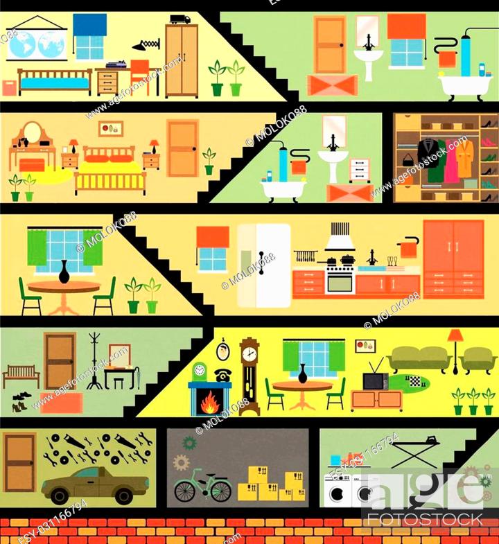 House cartoon interior. Cartoon living rooms with furniture, Stock Vector,  Vector And Low Budget Royalty Free Image. Pic. ESY-031166794 | agefotostock