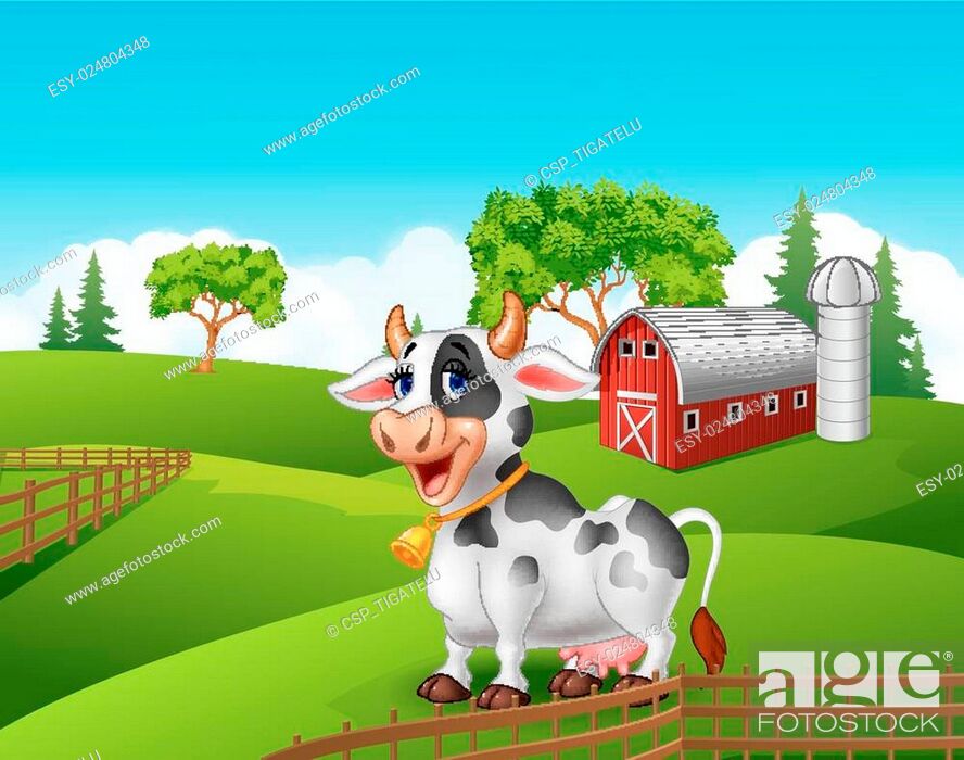 Cartoon funny cow in the farm, Stock Vector, Vector And Low Budget Royalty  Free Image. Pic. ESY-024804348 | agefotostock