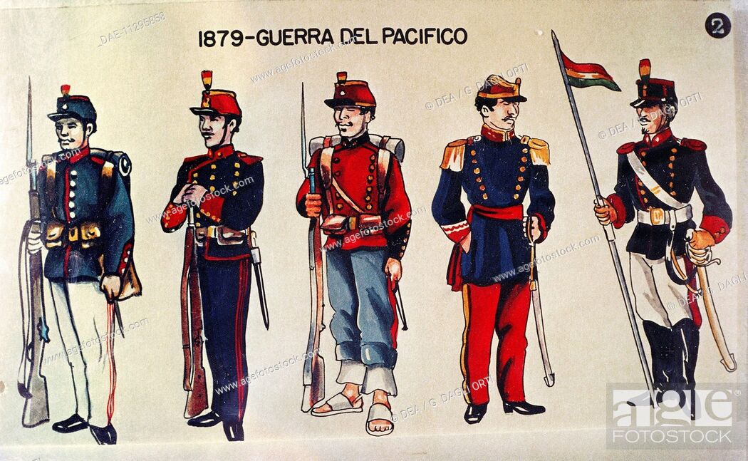 Bolivia 19th century. Military uniforms at the time of the Pacific War  (1879-1883), Stock Photo, Picture And Rights Managed Image. Pic.  DAE-11295858 | agefotostock