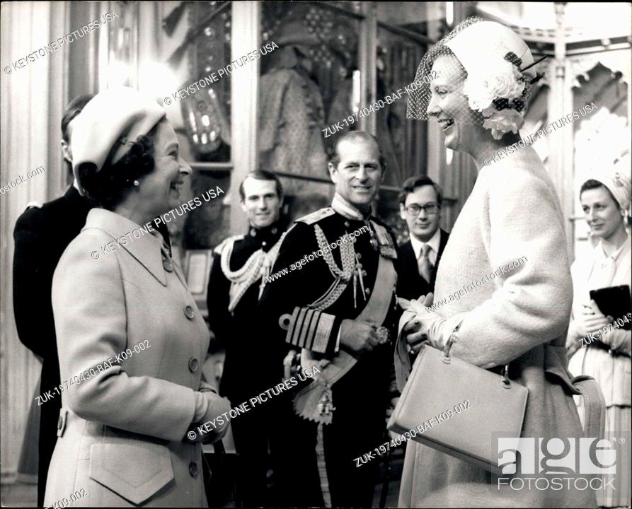 Stock Photo: Apr. 30, 1974 - Queen Margrethe here on State Visit: Queen Margrethe of Denmark, accompanied by her husband Prince Henrik.