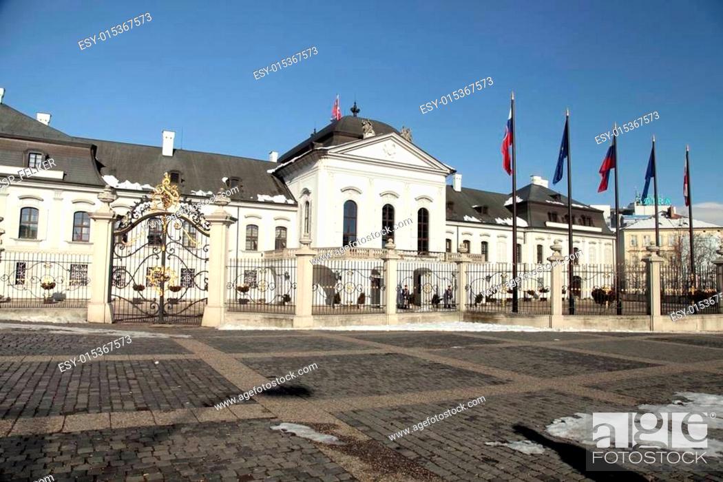 Stock Photo: Grassalkovich Palace in Bratislava, the residence of the preside.
