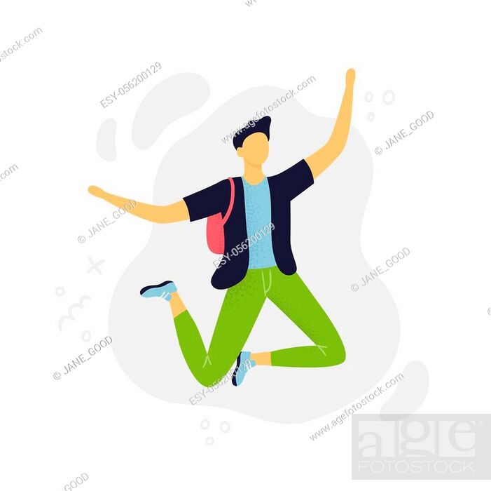 Funny Man jumping in the air. Flat design. An abstract guy in cartoon  style, Stock Vector, Vector And Low Budget Royalty Free Image. Pic.  ESY-056200129 | agefotostock