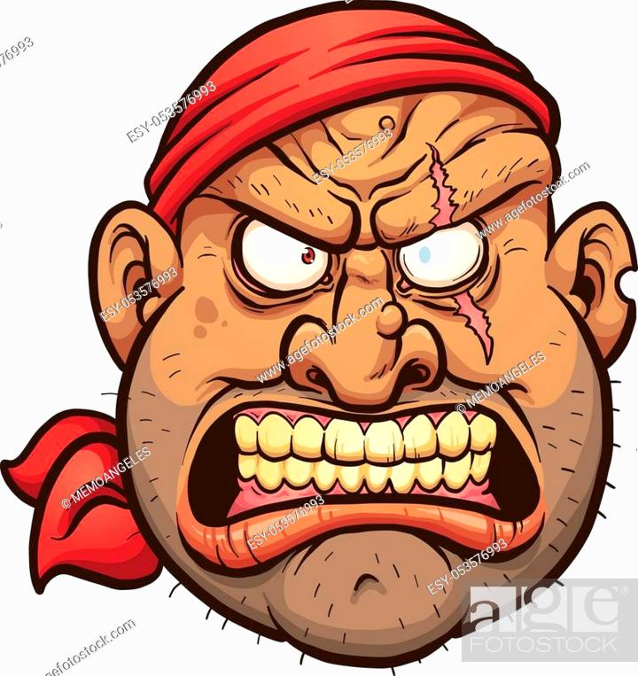 Angry cartoon pirate face. Vector clip art illustration with simple  gradients, Stock Vector, Vector And Low Budget Royalty Free Image. Pic.  ESY-053576993 | agefotostock