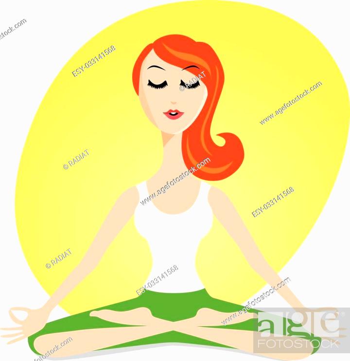 Yoga advantages. Cute meditating girl in cartoon style, Stock Vector,  Vector And Low Budget Royalty Free Image. Pic. ESY-033141568 | agefotostock