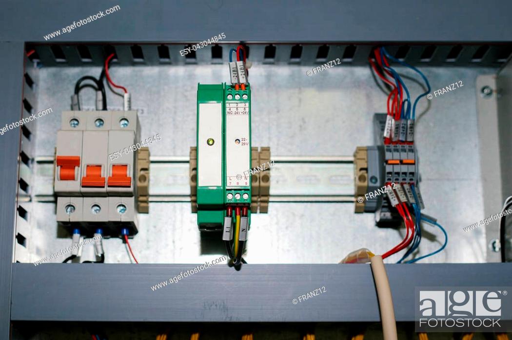 Stock Photo: Automated process control systems, power supplies, controller. High-precision equipment for use in the power industry. Connected and working.