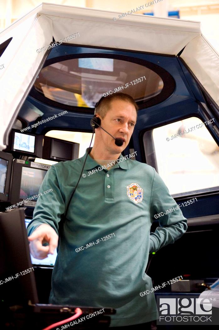 Stock Photo: European Space Agency (ESA) astronaut Frank De Winne, Expedition 20 flight engineer and Expedition 21 commander, participates in a training session in the.