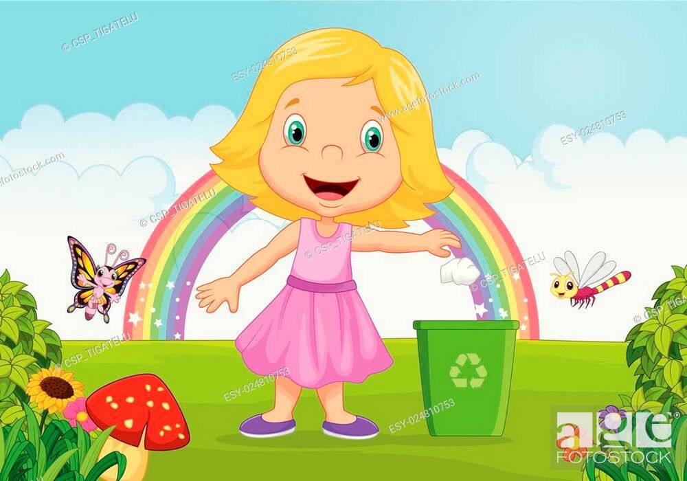Cartoon Young girl throwing trash i, Stock Vector, Vector And Low Budget  Royalty Free Image. Pic. ESY-024810753 | agefotostock